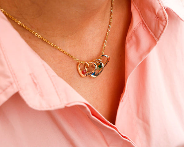 Ăclat PrĂ©cieux | Collier avec pendentif en forme de cĆur et de pierre de naissance