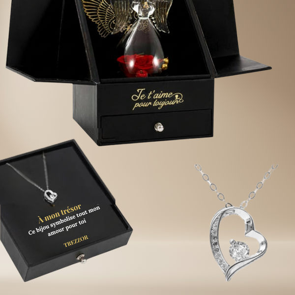 Flamme d’Ange | Collier en or blanc 14 carats - Avec un ange en verre - À ma chérie