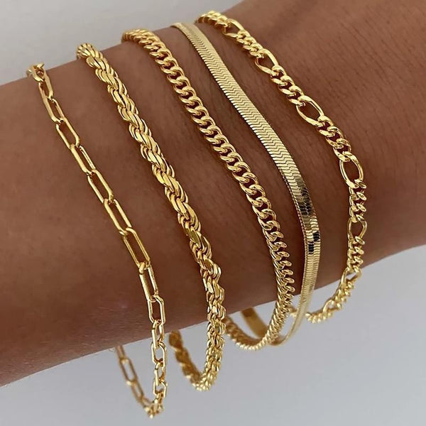 Pack 5 bracelets chaînes élégants