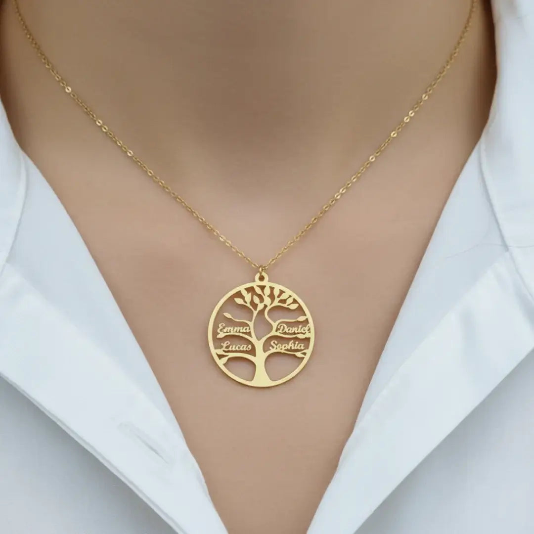 Collier médaillon arbre de vie personnalisé