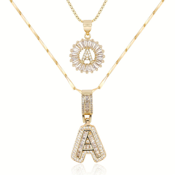 Collier initiale diamant doré