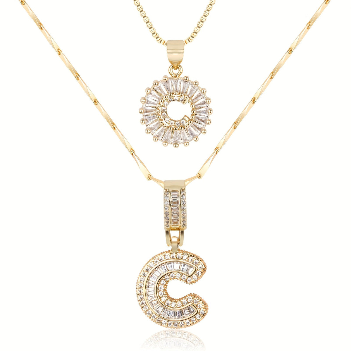Collier initiale diamant doré