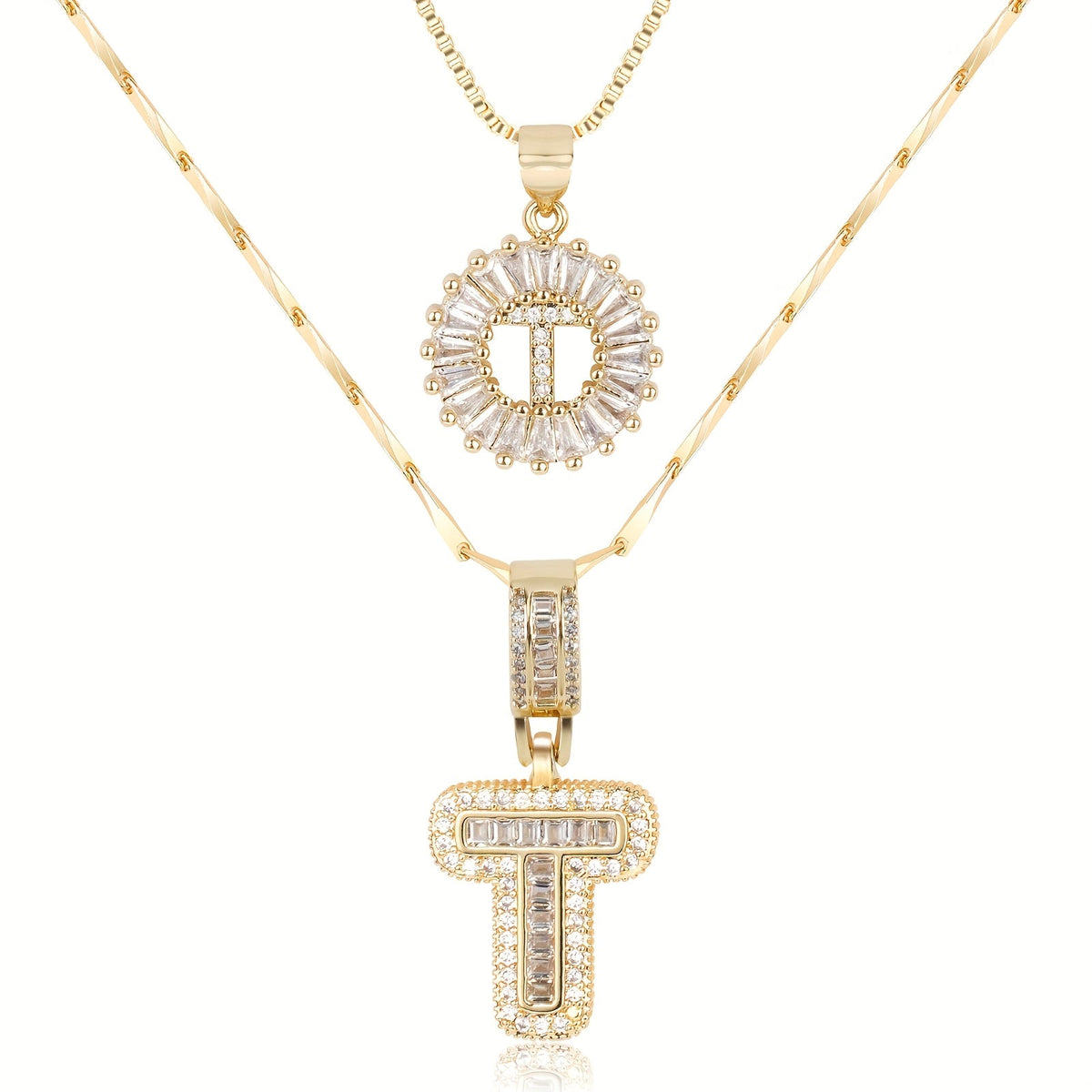 Collier initiale diamant doré