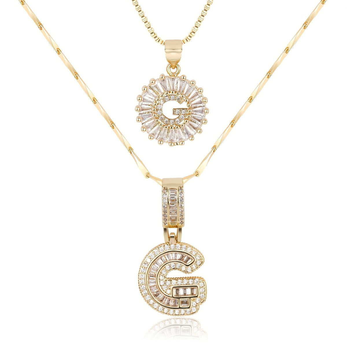 Collier initiale diamant doré