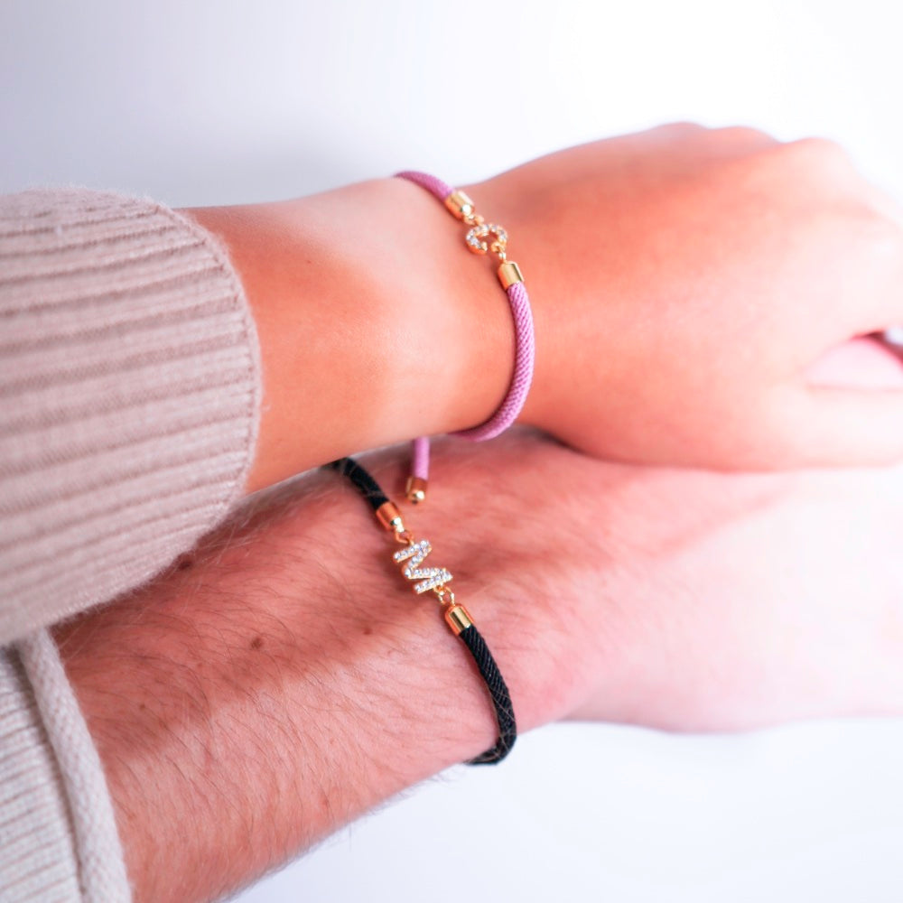 Bracelet cordon initiale ajustable