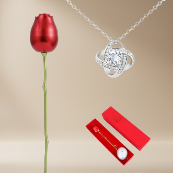 Rose Éternelle | Collier en argent sterling avec une boîte rose de luxe