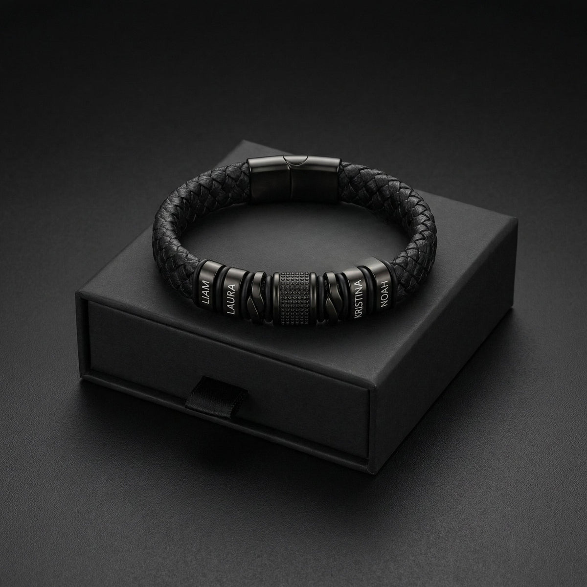 Bracelet acier noir personnalisé