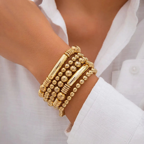 Set 5 bracelets de perles à superposer