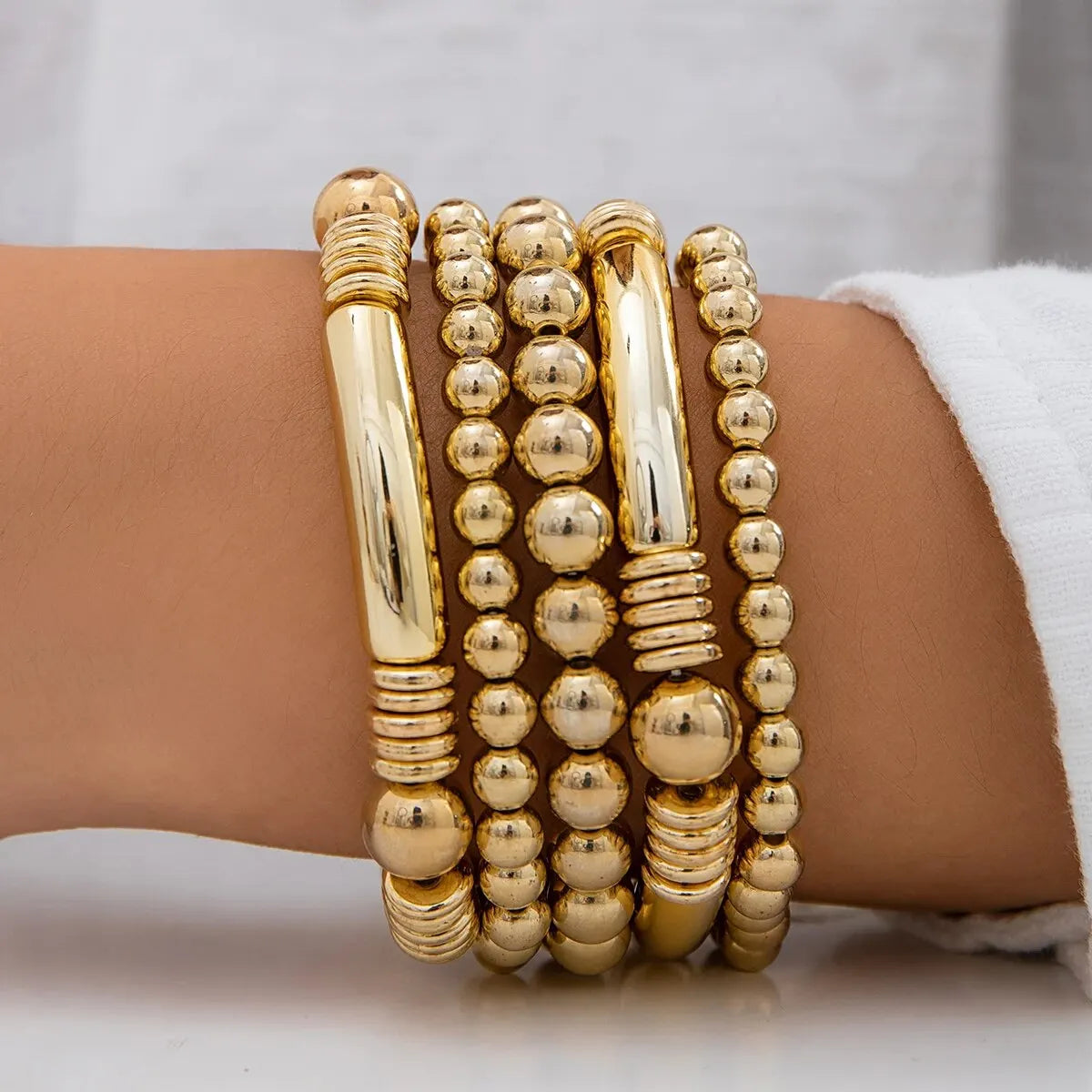 Set 5 bracelets de perles à superposer