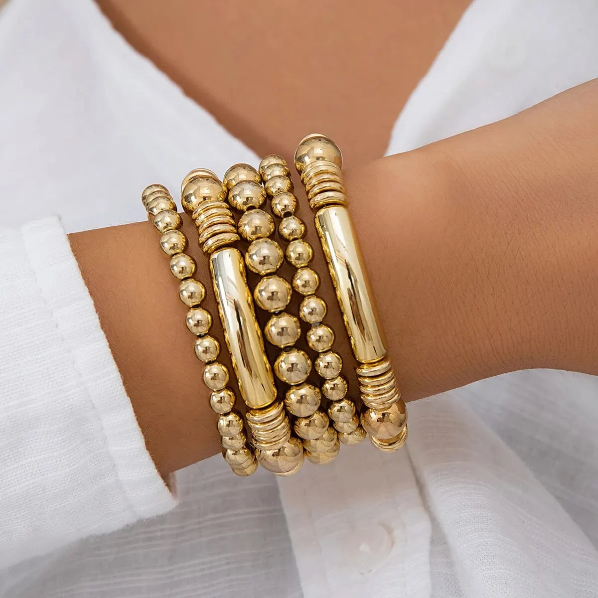 Set 5 bracelets de perles à superposer