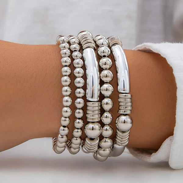 Set 5 bracelets de perles à superposer