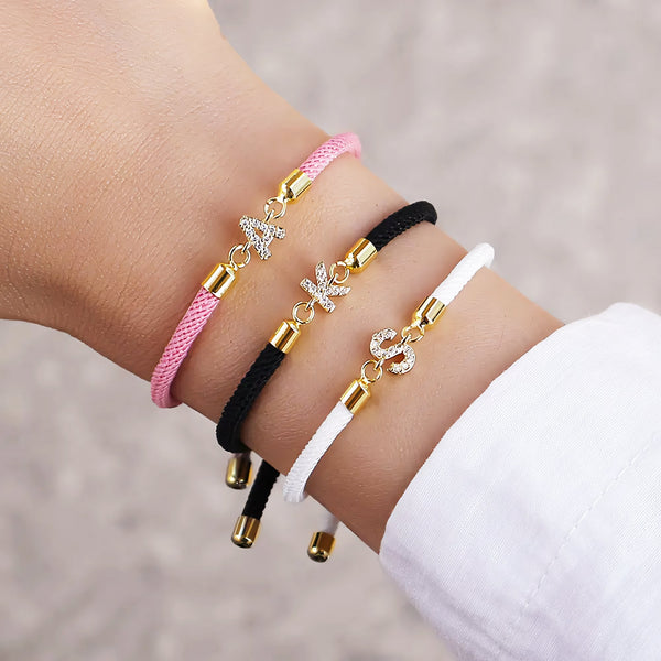 Bracelet cordon initiale ajustable