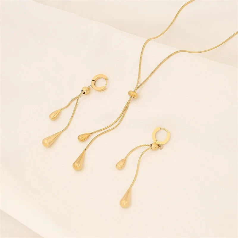 Ensemble collier lariat et boucles d'oreilles