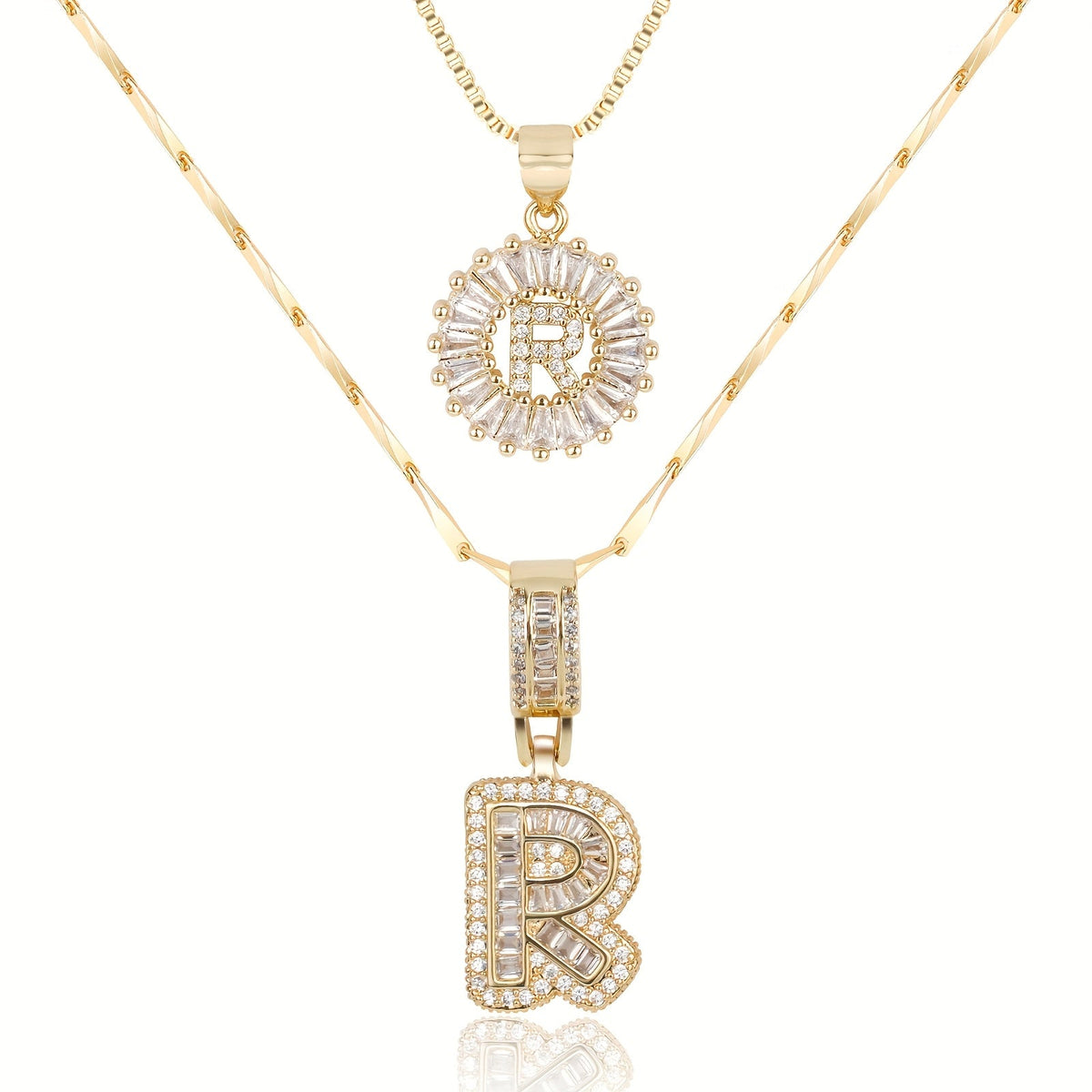Collier initiale diamant doré