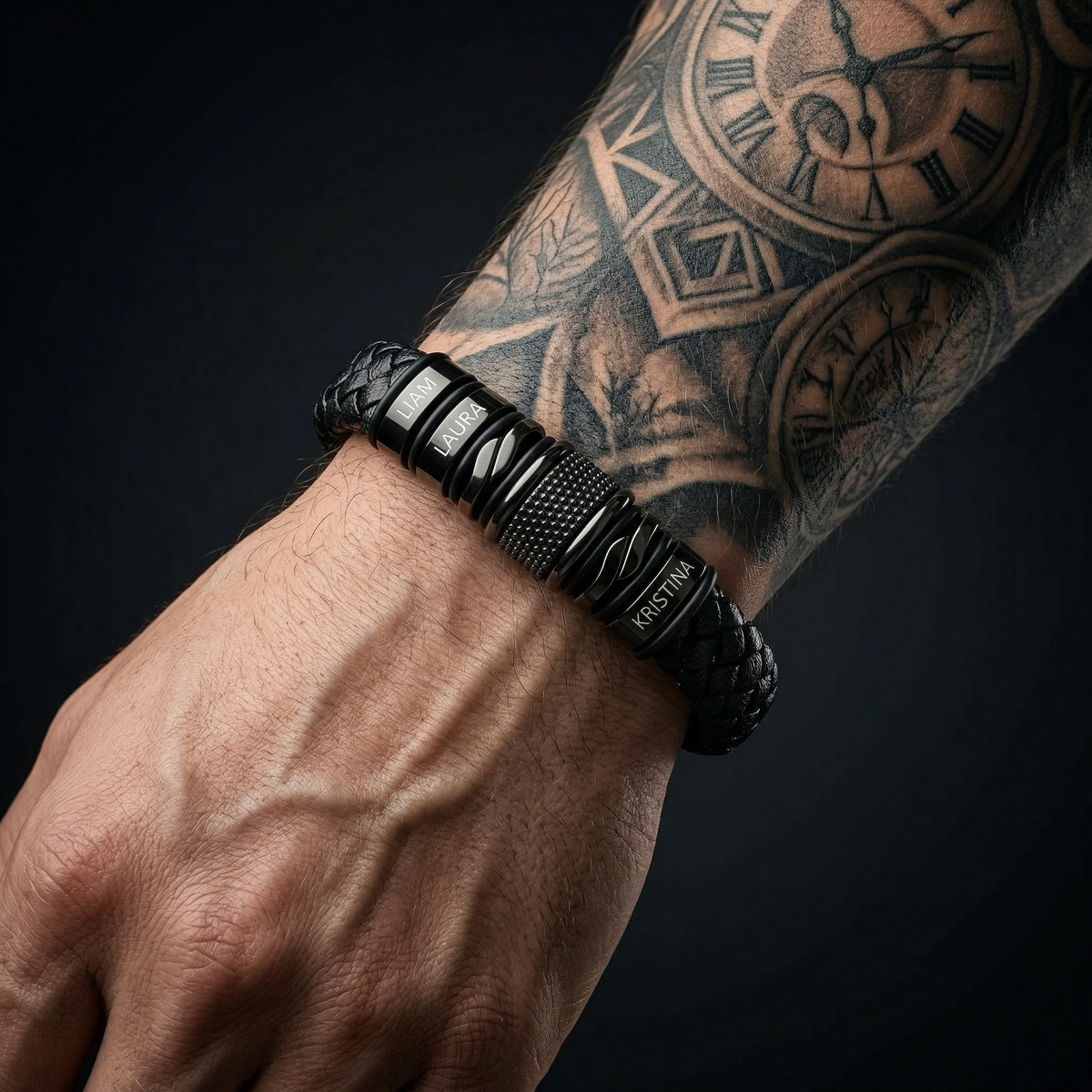 Bracelet acier noir personnalisé