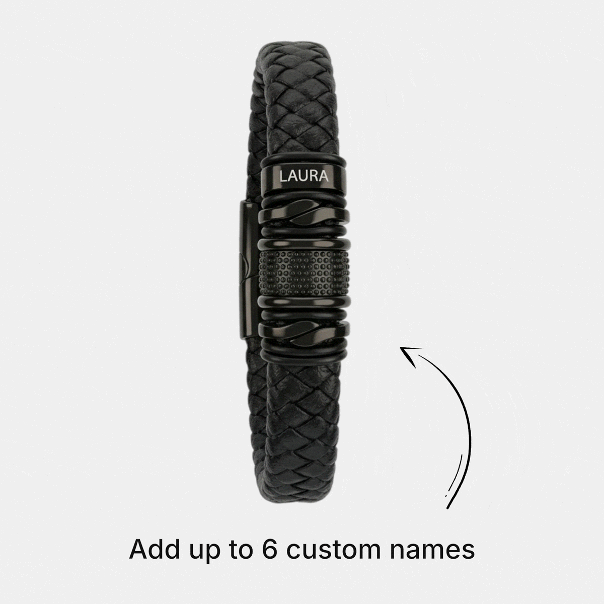 Bracelet acier noir personnalisé