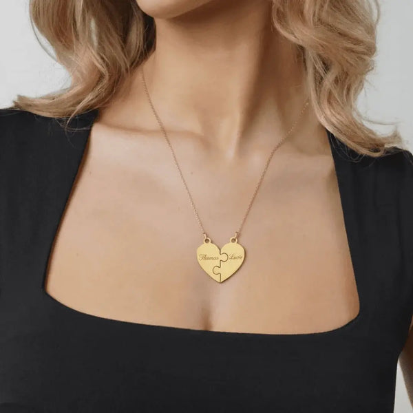 Collier puzzle cœur personnalisé